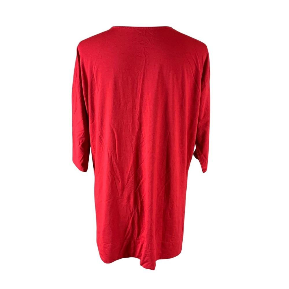 J Jill Luxe Supima Red Ballet Sleeve Tunic Top Soft Stretch Casual Medium - Picture 2 of 3